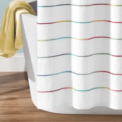 Ombre Stripe Yarn Dyed Recycled Cotton Blend Shower Curtain