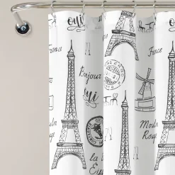 Paris Bonjour Cotton Shower Curtain