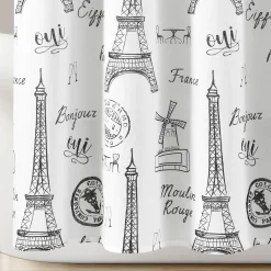 Paris Bonjour Cotton Shower Curtain