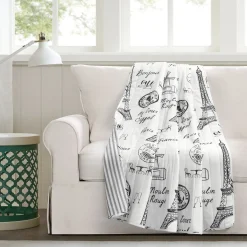 Paris Bonjour Reversible Cotton Throw
