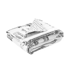 Paris Bonjour Reversible Cotton Throw
