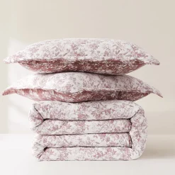 Peony Toile Reversible Cotton Quilt Set