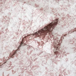 Peony Toile Reversible Cotton Quilt Set