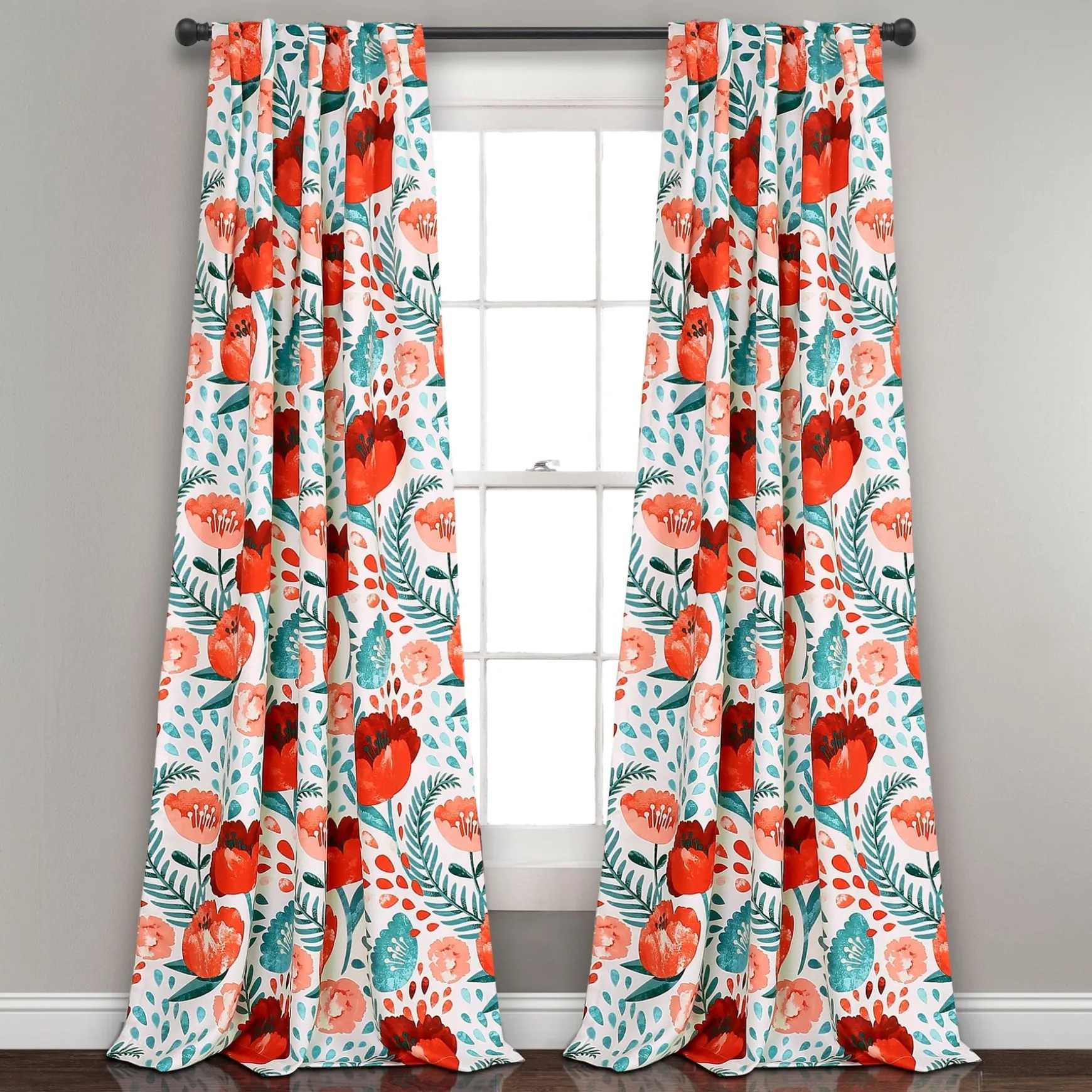Poppy Garden Light Filtering Window Curtain Panel Set
