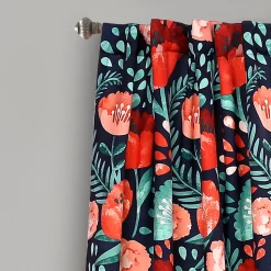 Poppy Garden Light Filtering Window Curtain Panel Set