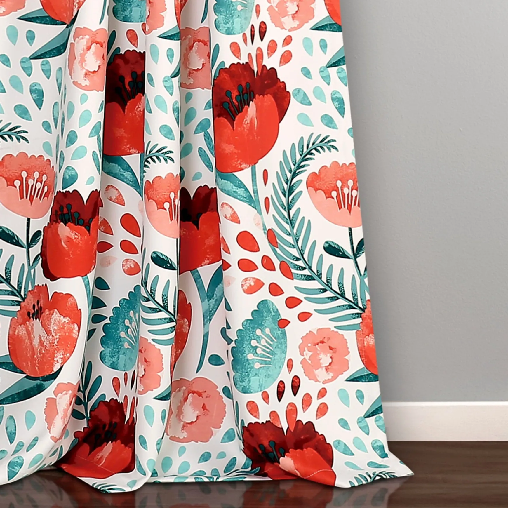 Poppy Garden Light Filtering Window Curtain Panel Set