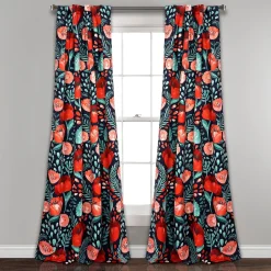 Poppy Garden Light Filtering Window Curtain Panel Set