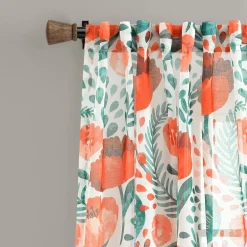 Poppy Garden Sheer Window Curtain Panel Set