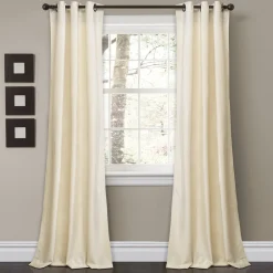 Prima Velvet Solid Grommet Light Filtering Window Curtain Panel Set