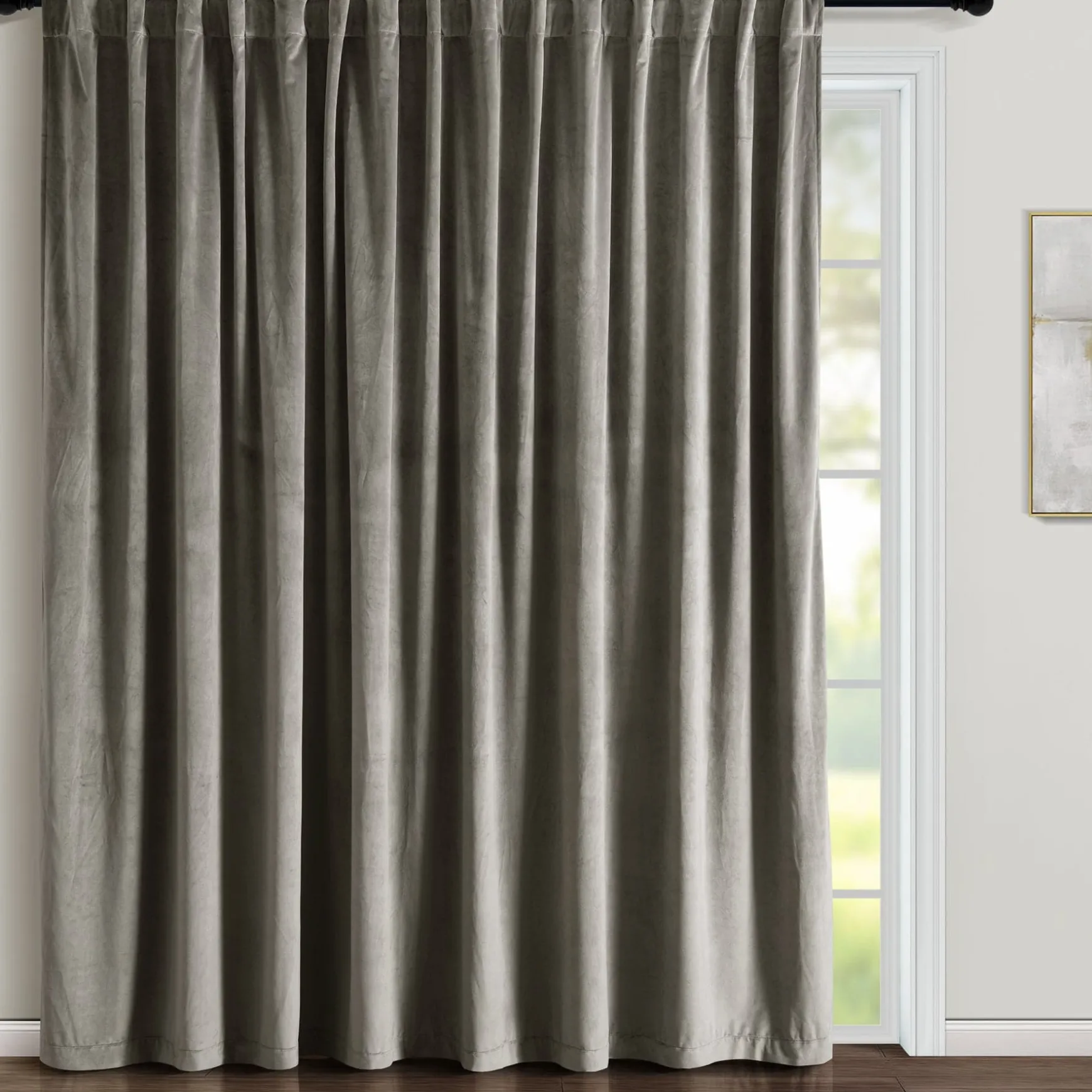 Prima Velvet Solid Ultra Wide Light Filtering Window Curtain Panel
