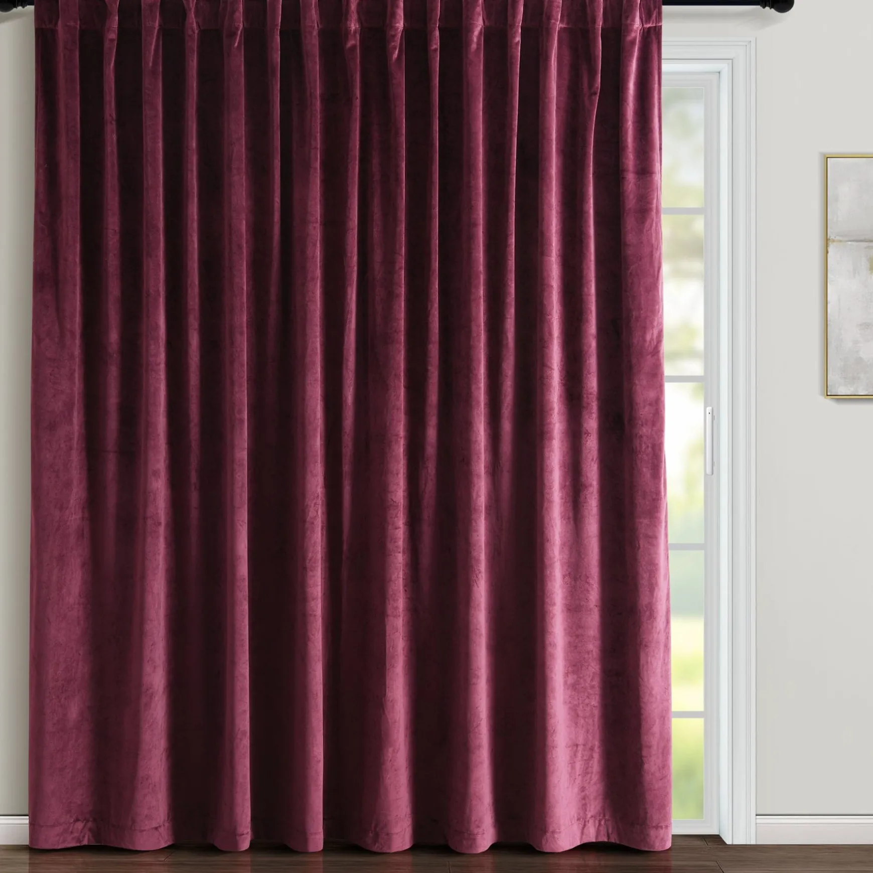 Prima Velvet Solid Ultra Wide Light Filtering Window Curtain Panel