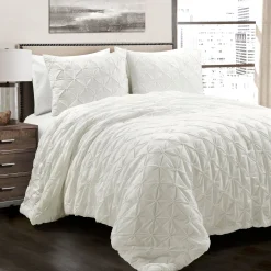 Ravello Pintuck Cotton Comforter 3 Piece Set