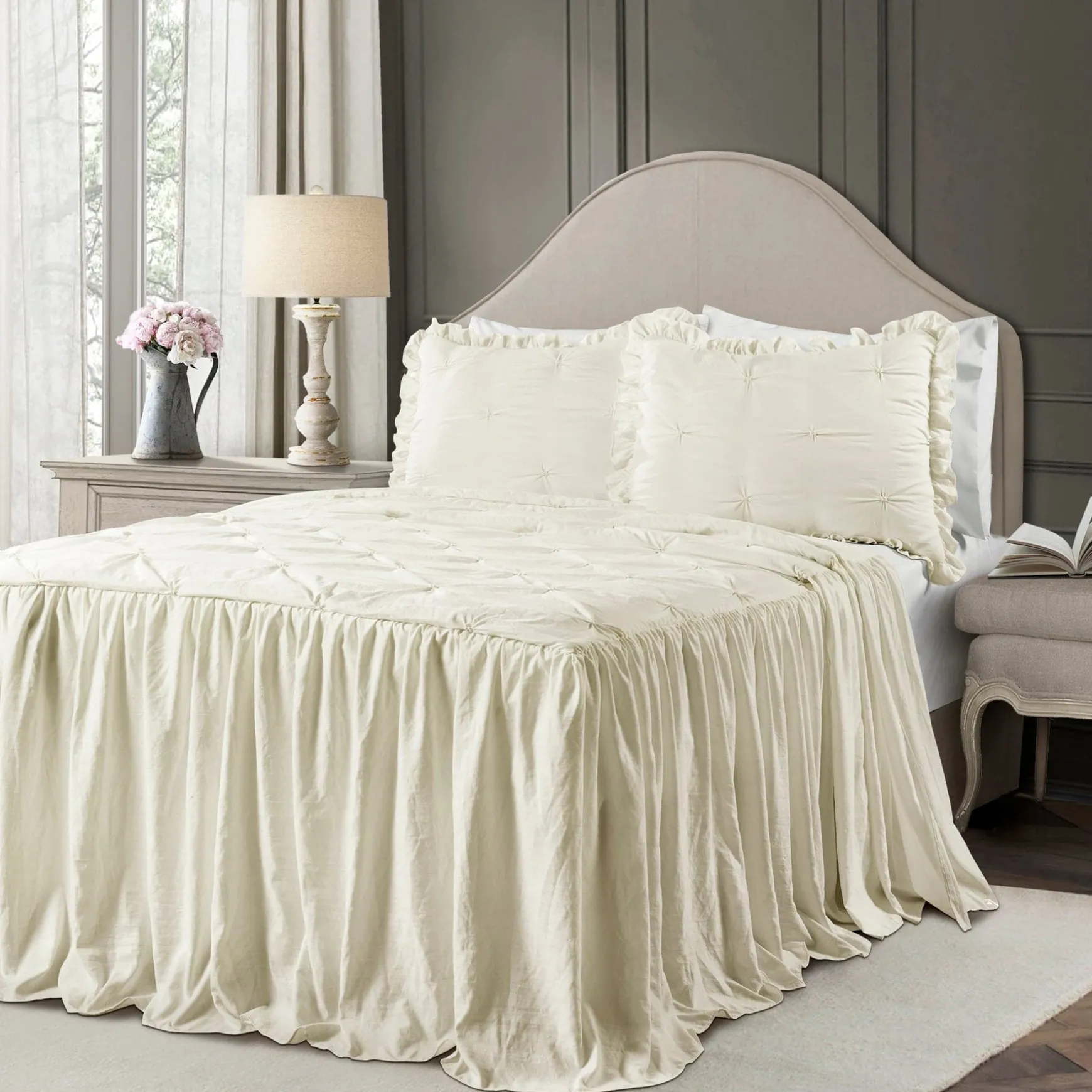 Ravello Pintuck Ruffle Skirt Bedspread Set