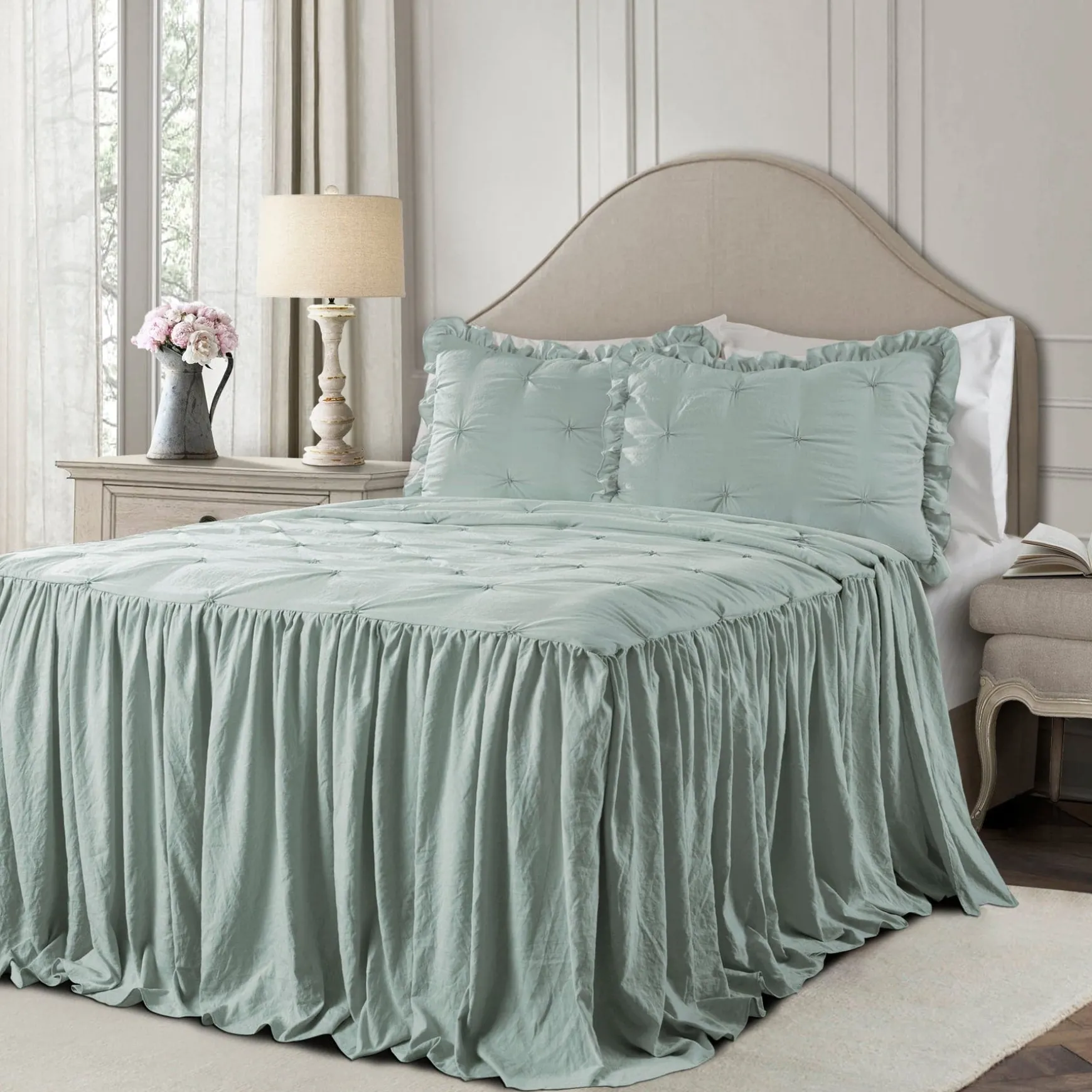 Ravello Pintuck Ruffle Skirt Bedspread Set