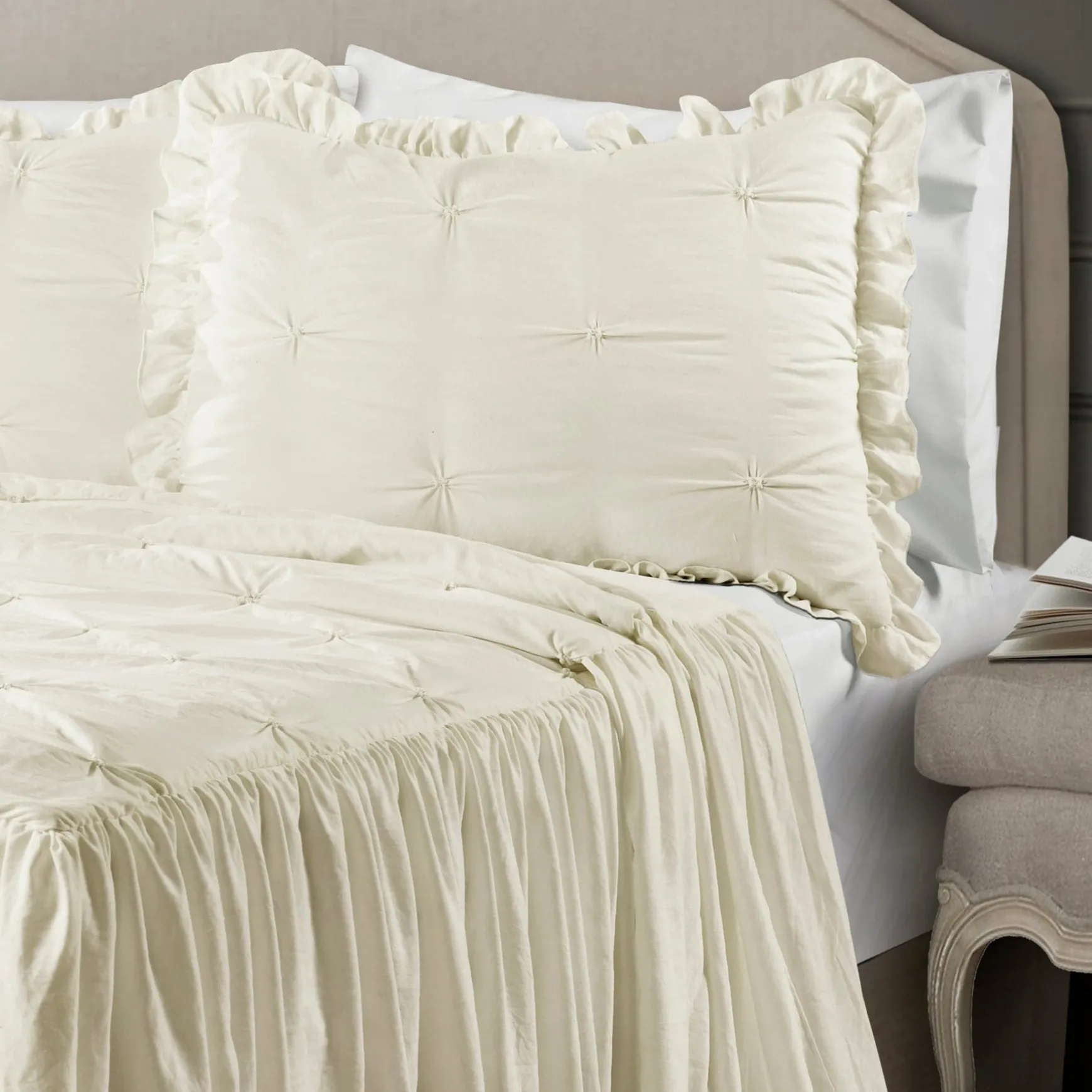 Ravello Pintuck Ruffle Skirt Bedspread Set