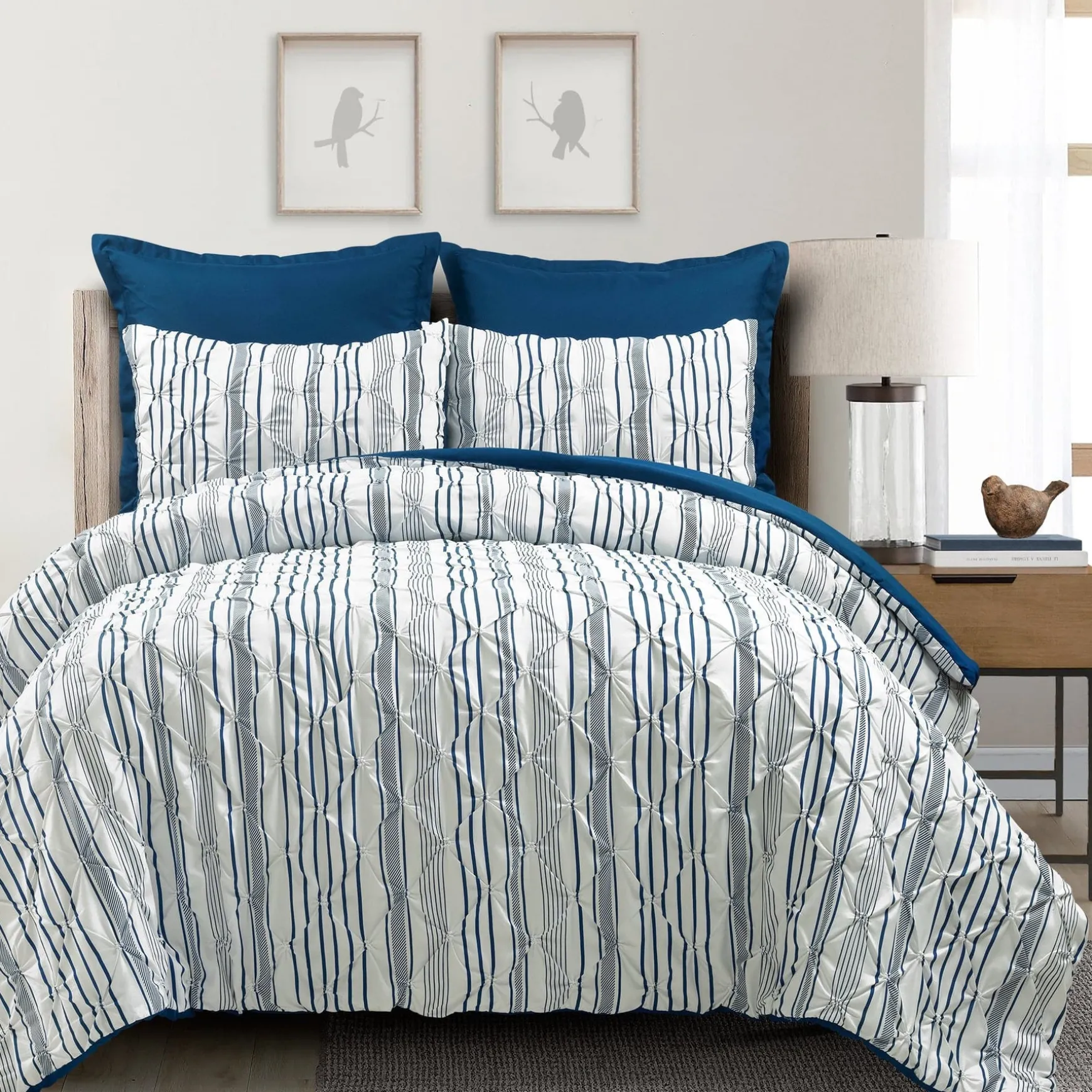Ravello Pintuck Stripe 5 Piece Comforter Set