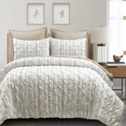 Ravello Pintuck Stripe 5 Piece Comforter Set
