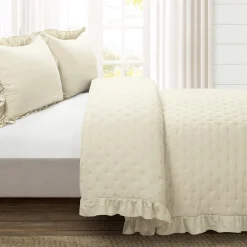 Reyna Ruffle Reversible Oversized 3 Piece Quilt Set