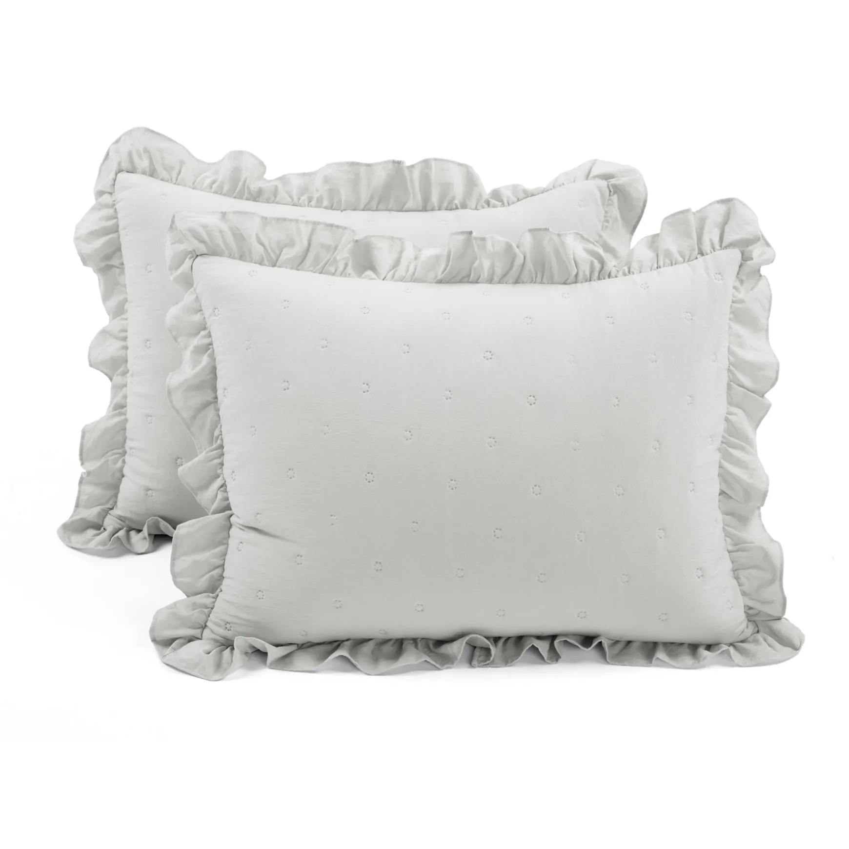 Reyna Ruffle Reversible Oversized 3 Piece Quilt Set