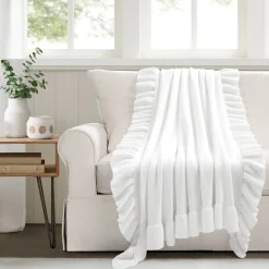 Reyna Soft Knitted Ruffle Throw