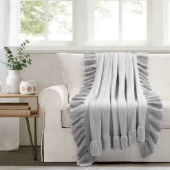 Reyna Soft Knitted Ruffle Throw
