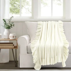 Reyna Soft Knitted Ruffle Throw