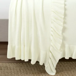 Reyna Soft Knitted Ruffle Blanket/Coverlet