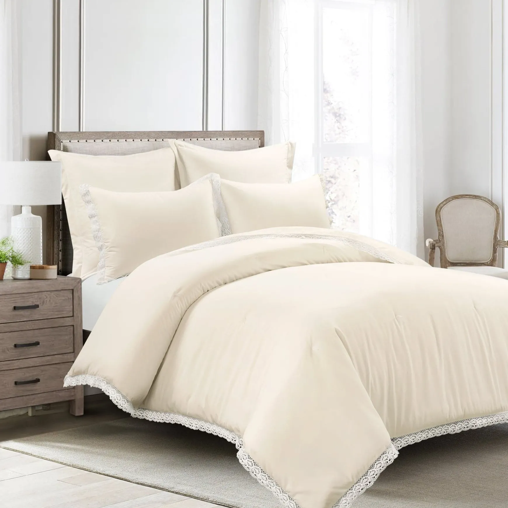 Rosalie Cottagecore Lace Trim 5 Piece Comforter Set
