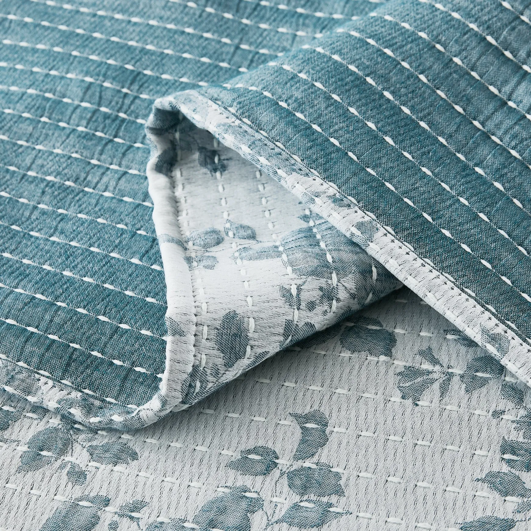 Rose Garden Pick Stitch Jacquard Matelasse Coverlet Set