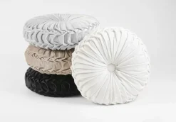Round Pleated Soft Velvet Throw Pillow