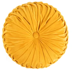 Round Pleated Soft Velvet Throw Pillow