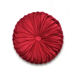 Round Pleated Soft Velvet Throw Pillow