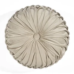 Round Pleated Soft Velvet Throw Pillow