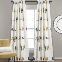 Rowley Birds Light Filtering Window Curtain Set