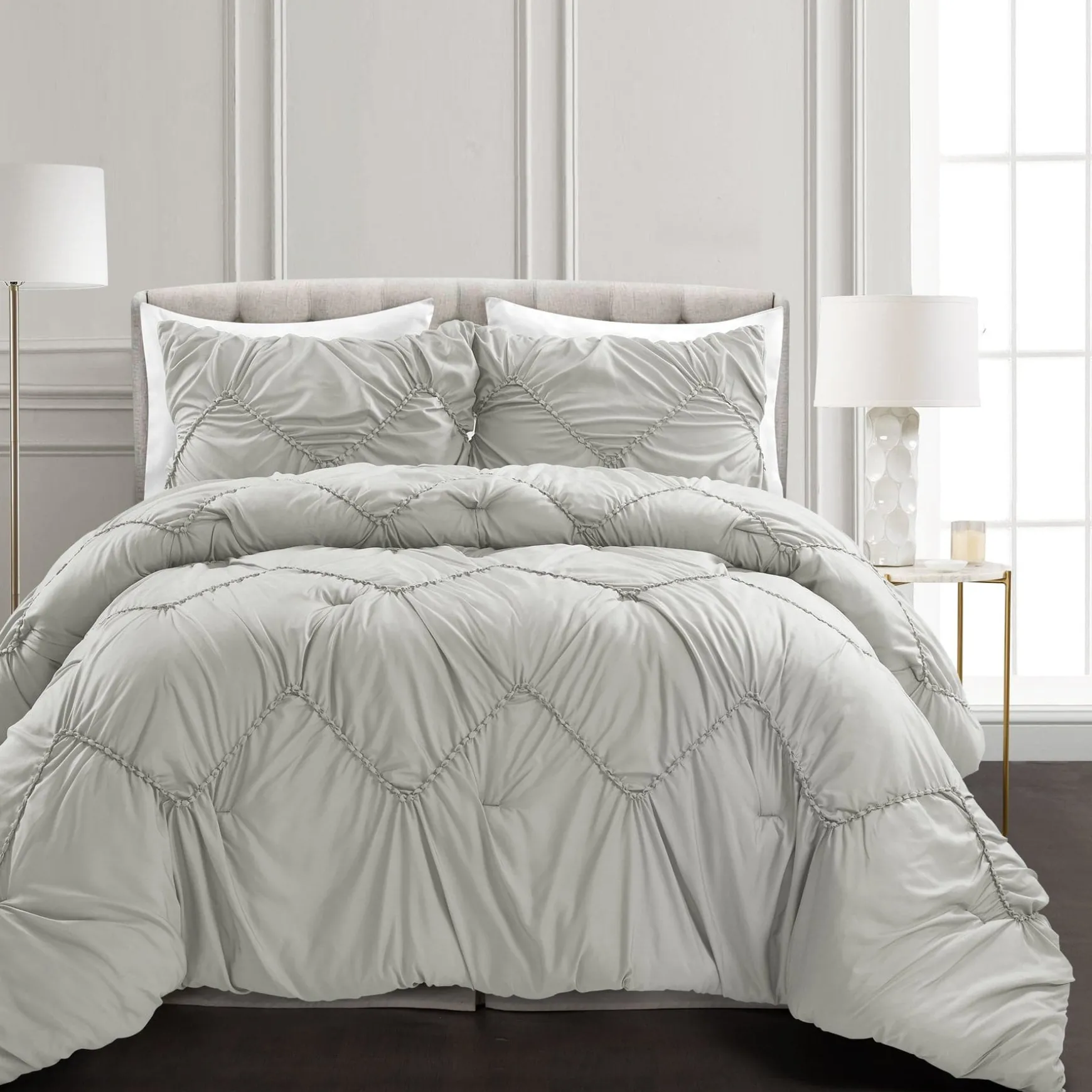 Ruched Chevron Comforter Set