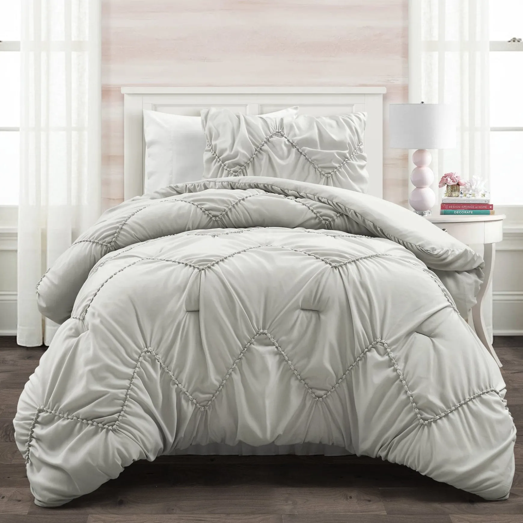 Ruched Chevron Comforter Set