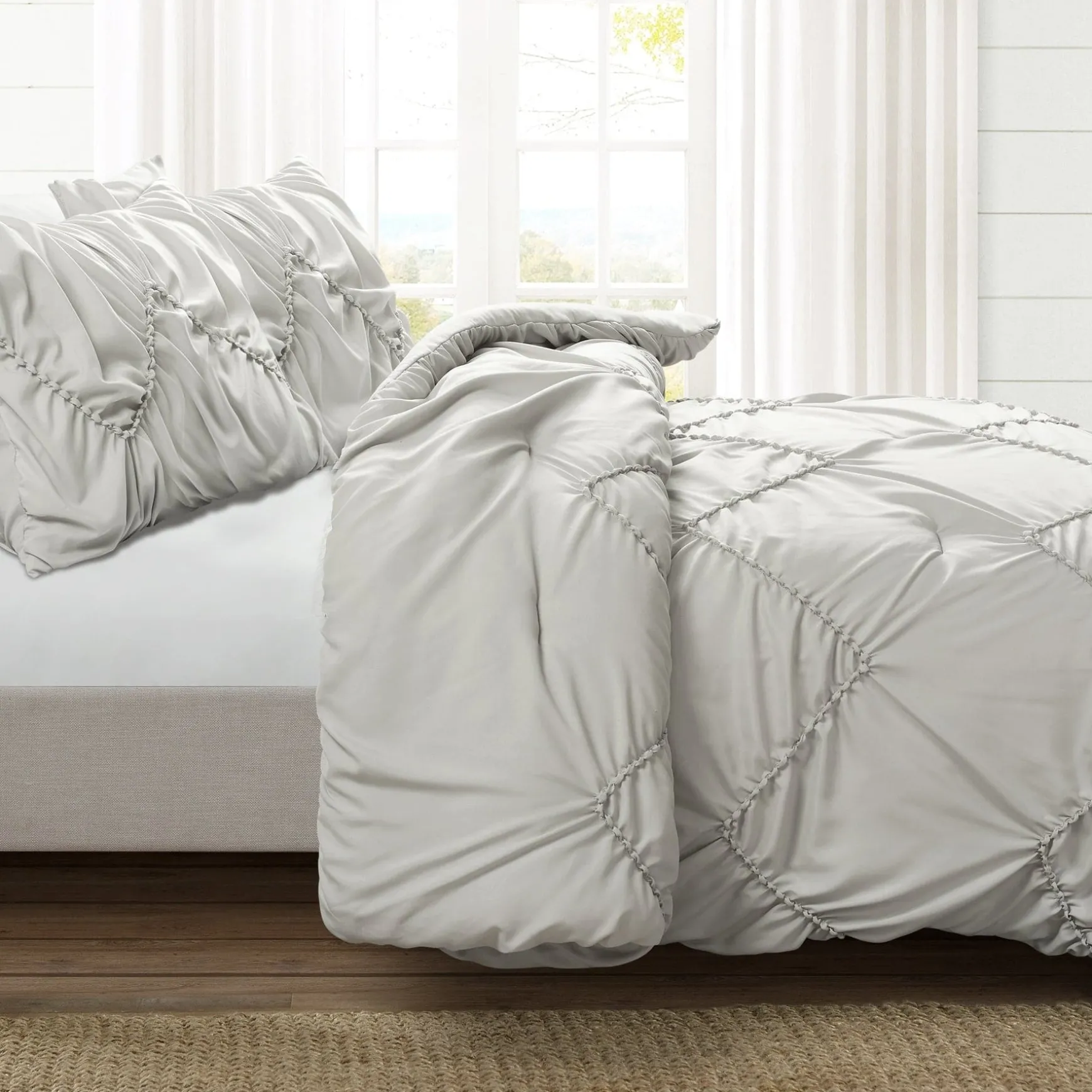 Ruched Chevron Comforter Set