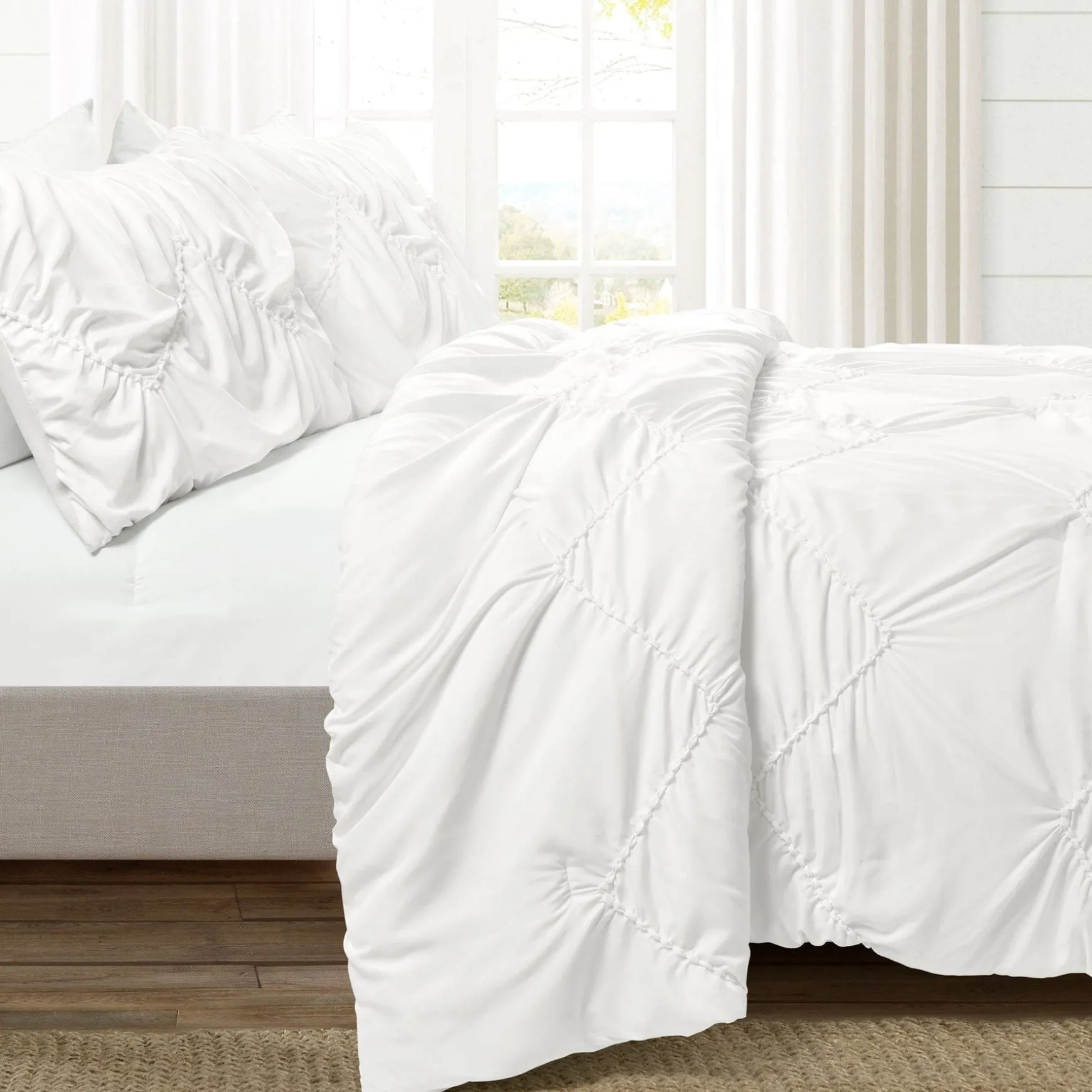 Ruched Chevron Comforter Set