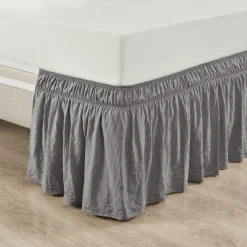 Ruched Ruffle Elastic Easy Wrap Around Bed Skirt