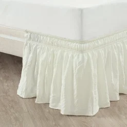 Ruched Ruffle Elastic Easy Wrap Around Bed Skirt