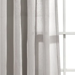 Ruched Waterfall Faux Linen Window Curtain Panel