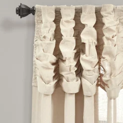 Ruched Waterfall Faux Linen Window Curtain Panel