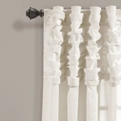 Ruched Waterfall Faux Linen Window Curtain Panel