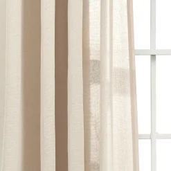 Ruched Waterfall Faux Linen Window Curtain Panel