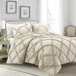 Ruffle Diamond 3 Piece Comforter Set