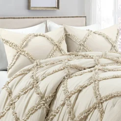 Ruffle Diamond 3 Piece Comforter Set