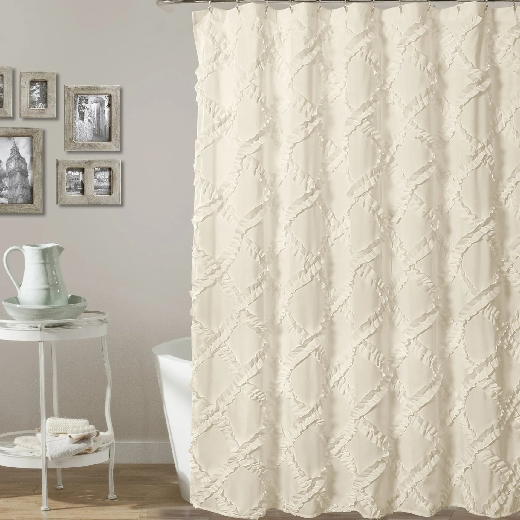 Ruffle Diamond Shower Curtain