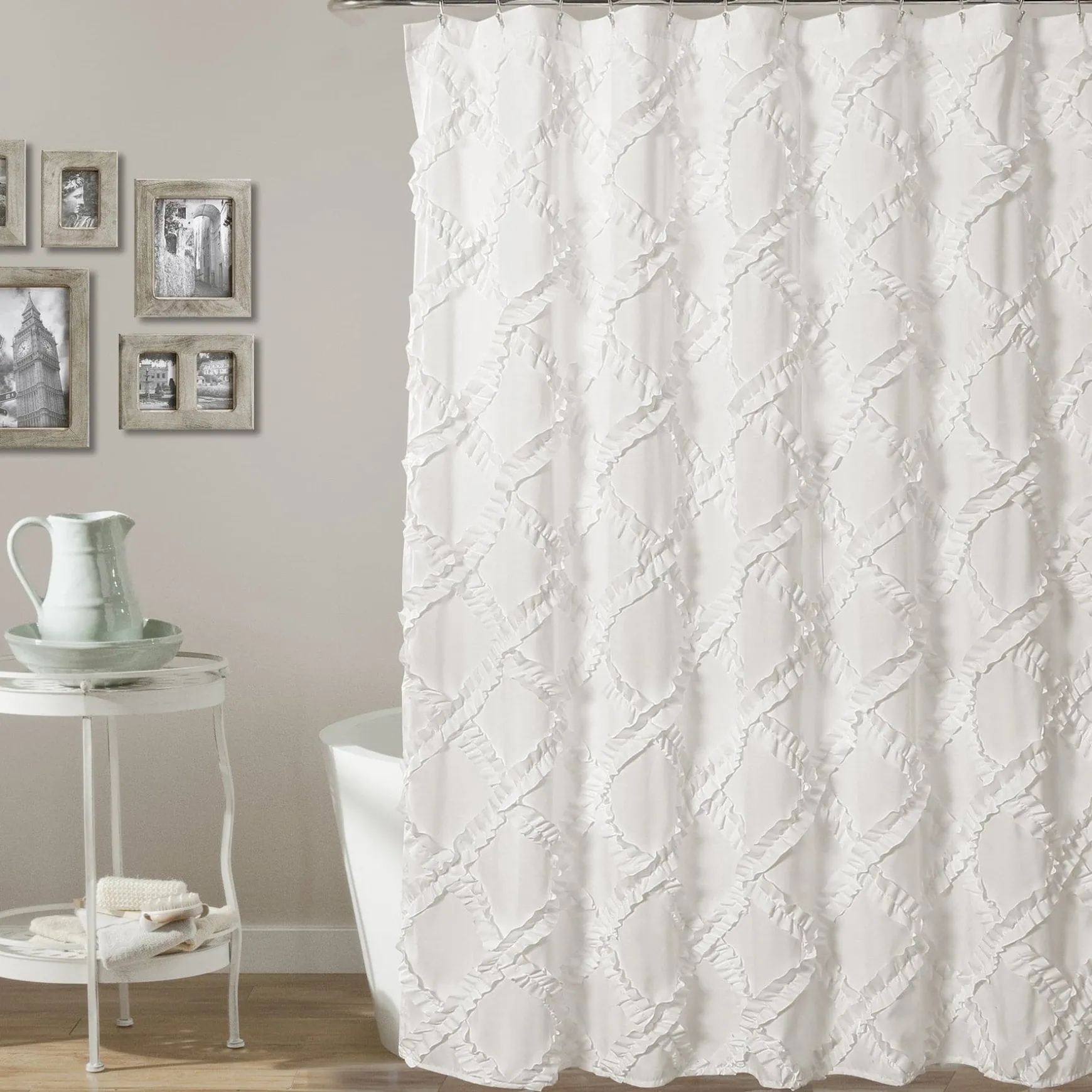 Ruffle Diamond Shower Curtain