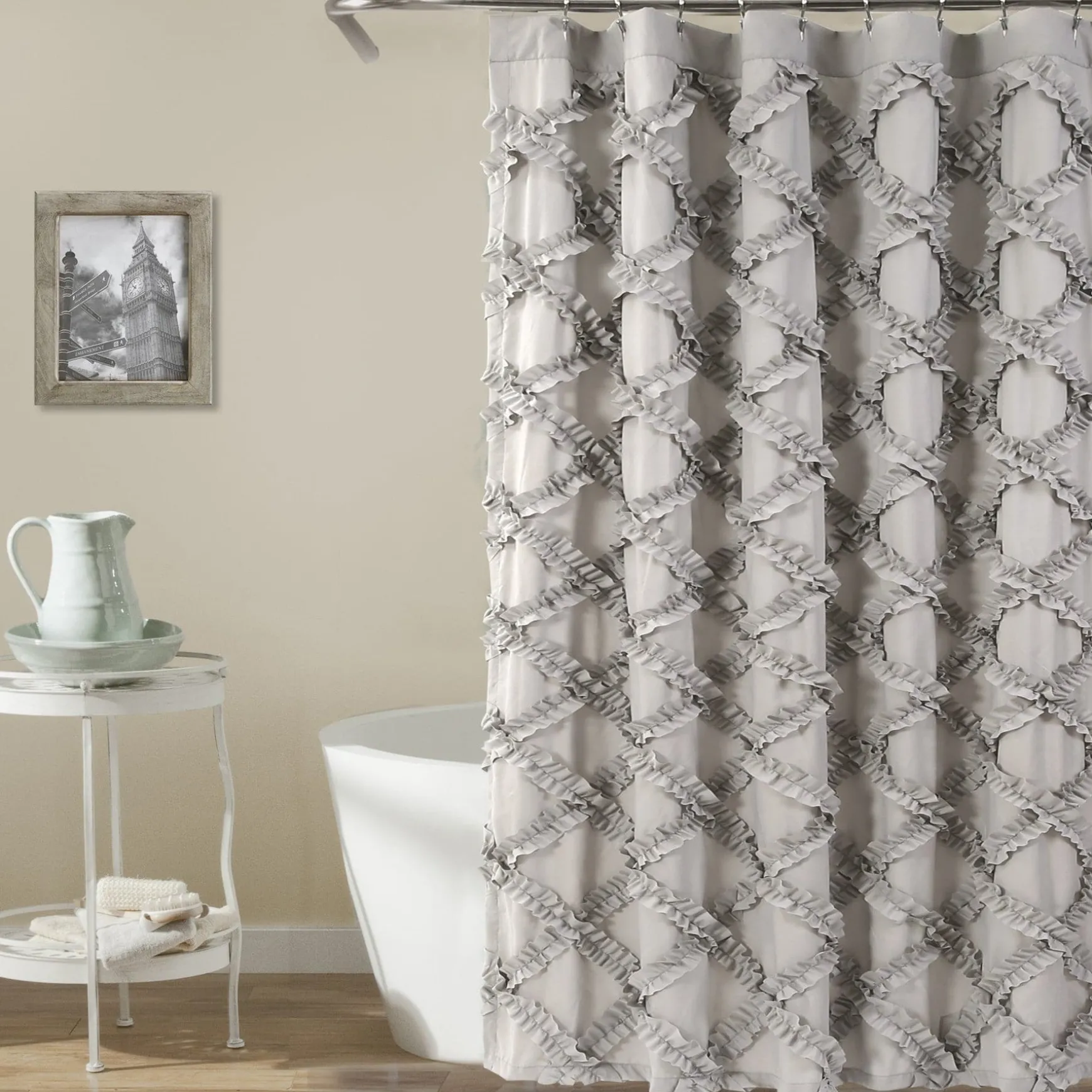 Ruffle Diamond Shower Curtain
