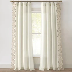Scalloped Edge Lace Border Window Curtain Panel